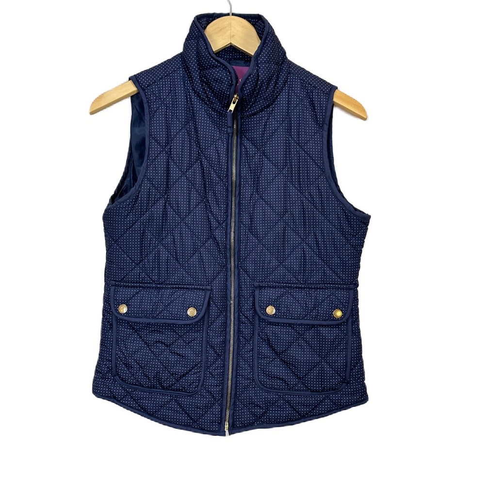 Savile Row Co. London Quilted Vest Polka Dot‎ Navy Blue Women’s Small